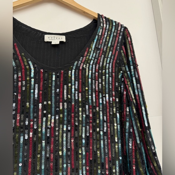 Anthro Velvet Graham & Spencer Black Sequin Tunic Dress NWOT - Picture 9 of 11